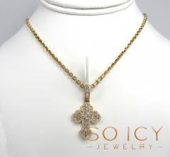 14k yellow gold round & baguette diamond cross 1.21ct