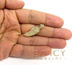 14k yellow gold small diamond angel wing pendant 0.44ct