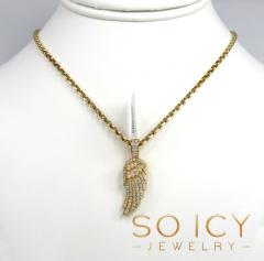 14k yellow gold small diamond angel wing pendant 0.44ct