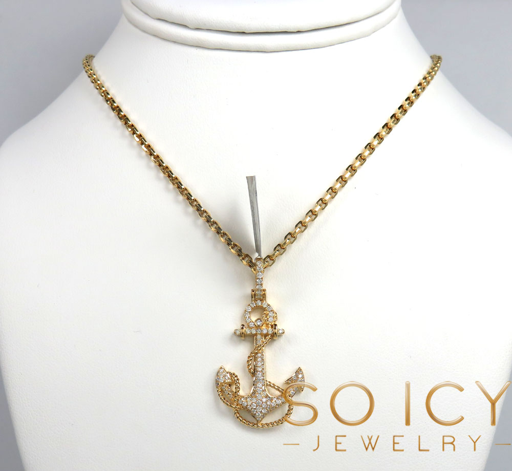 10k yellow gold diamond anchor rope pendant 0.86ct - Image 6