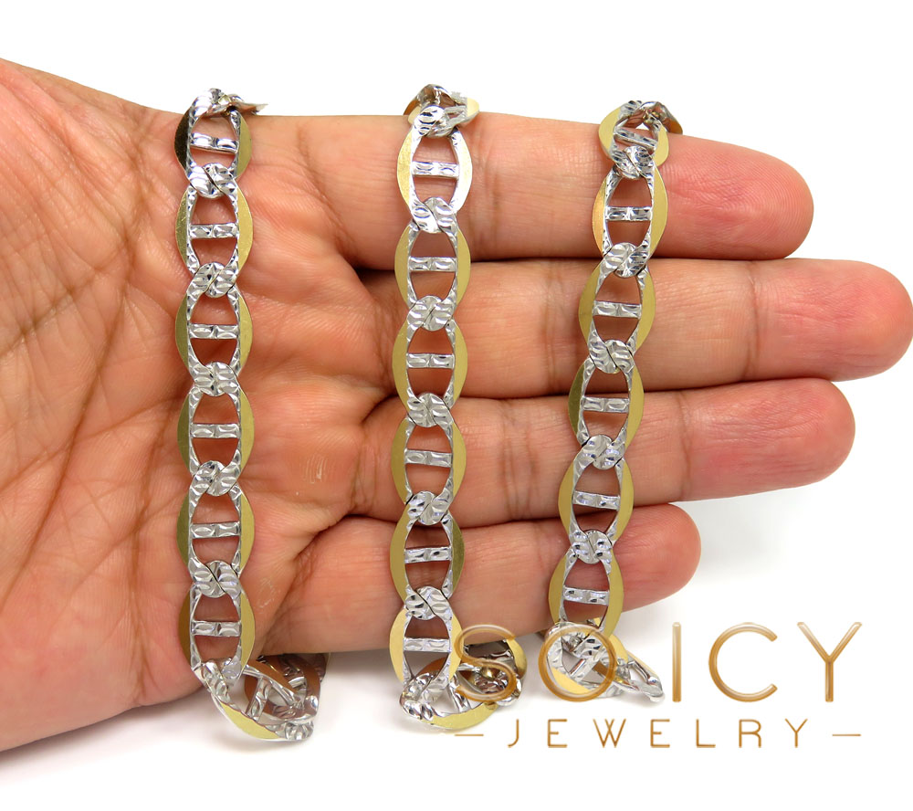 10k yellow gold solid diamond cut mariner link chain 20-30 inch 10.70mm - Image 4