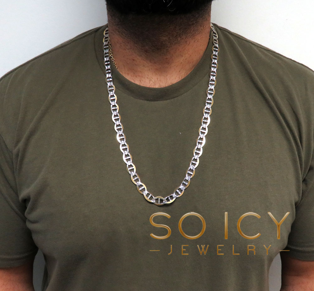 10k yellow gold solid diamond cut mariner link chain 20-30 inch 10.70mm - Image 5