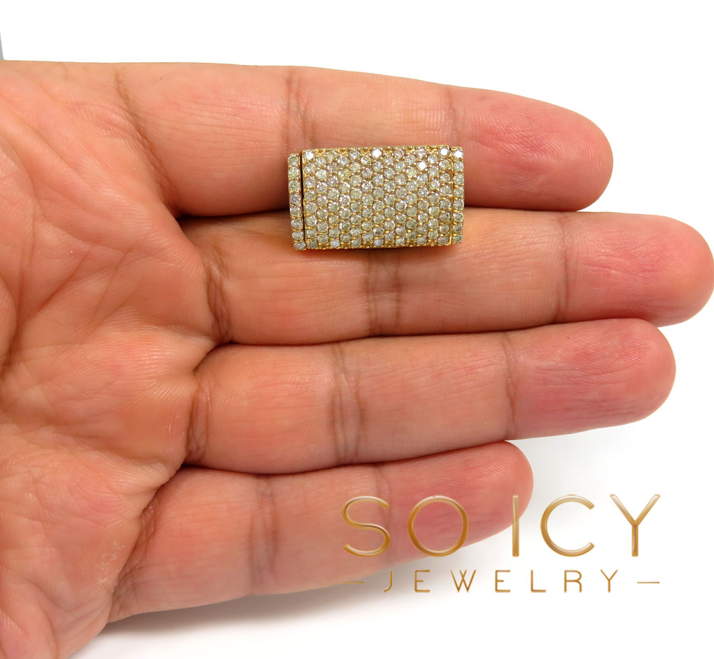 14k yellow gold 14mm diamond flap lock 2.99ct