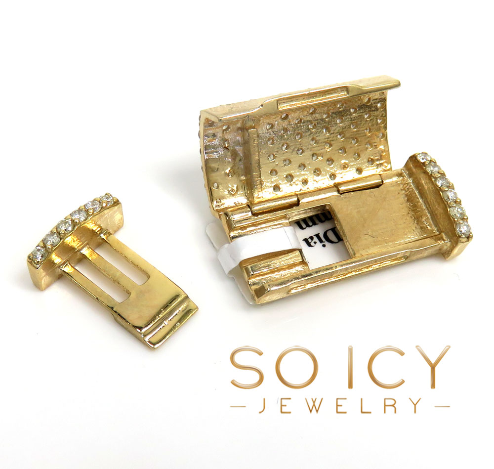 14k yellow gold 11mm diamond flap lock 1.75ct
