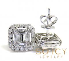 14k yellow white or rose gold large diamond cluster baguette earrings 1.21ct