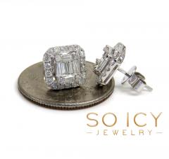 14k yellow white or rose gold large diamond cluster baguette earrings 1.21ct