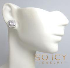 14k yellow white or rose gold large diamond cluster baguette earrings 1.21ct