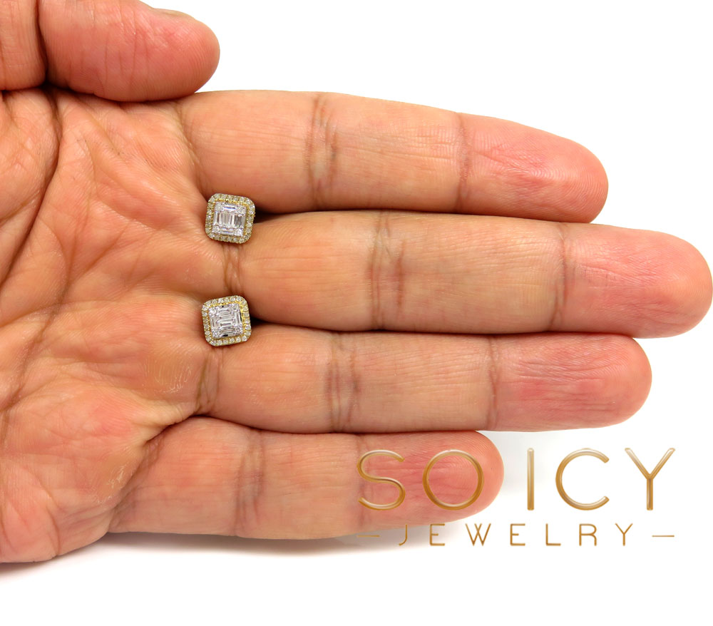 14k gold small or medium diamond cluster baguette earrings 0.38-0.69ct - Image 6