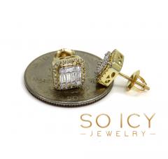 14k gold small or medium diamond cluster baguette earrings 0.38-0.69ct