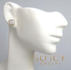 14k gold small or medium diamond cluster baguette earrings 0.38-0.69ct
