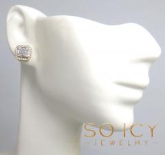 14k gold small or medium diamond cluster baguette earrings 0.38-0.69ct