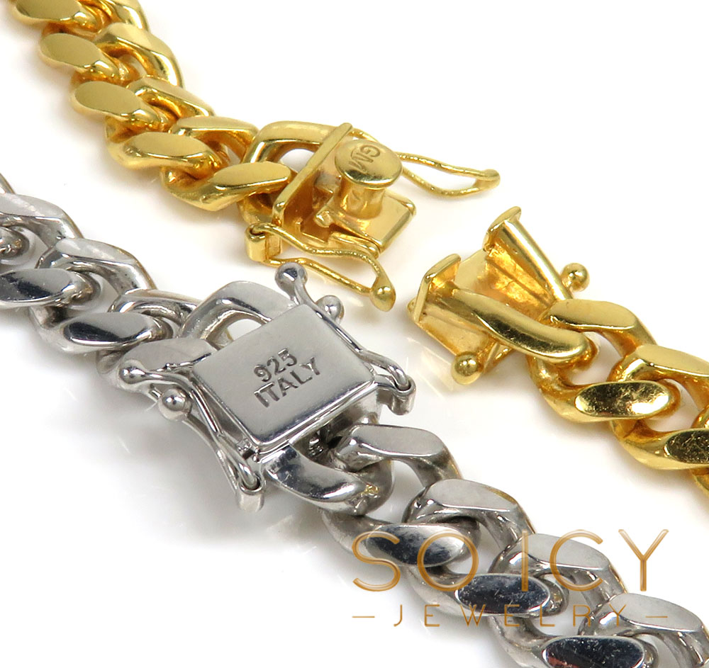 925 sterling silver miami link chain 20-26 inches 9mm