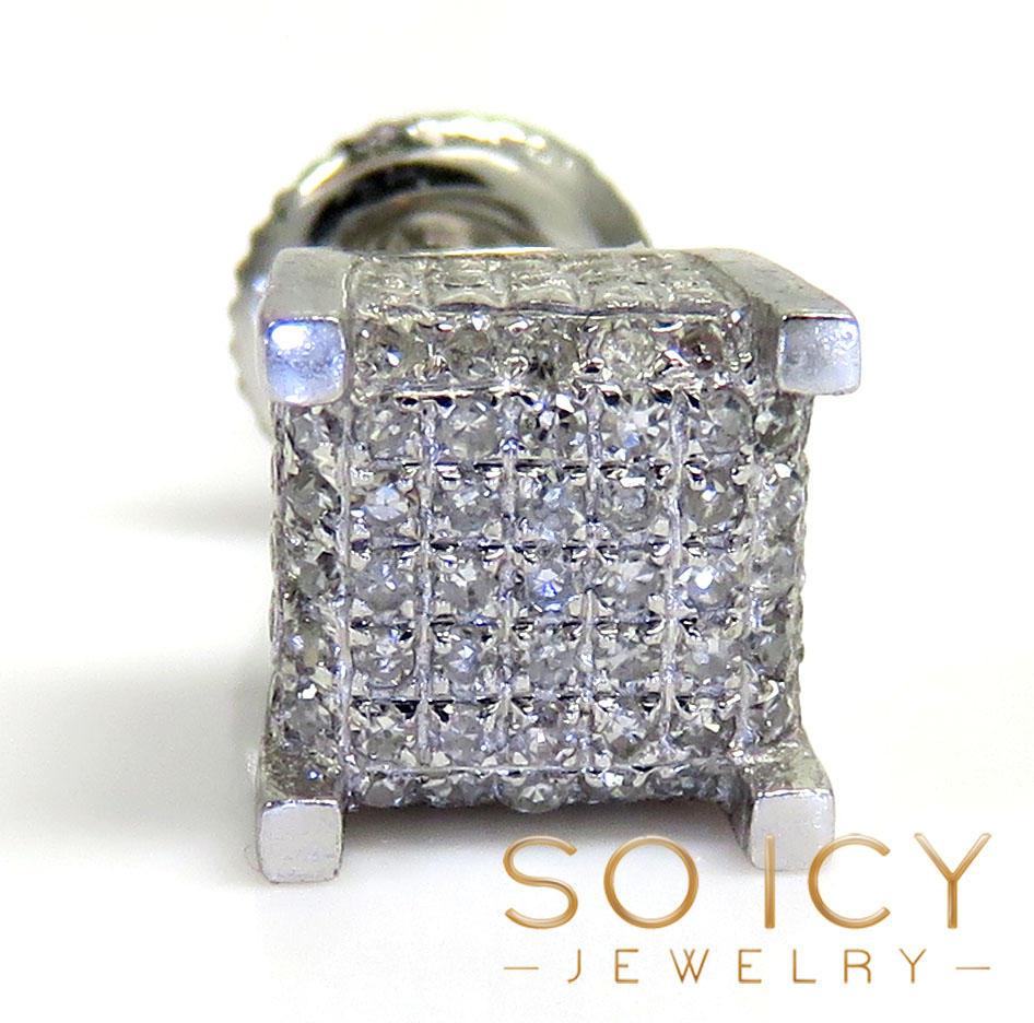 10k white gold single diamond cube earrings 0.14ct - Image 2
