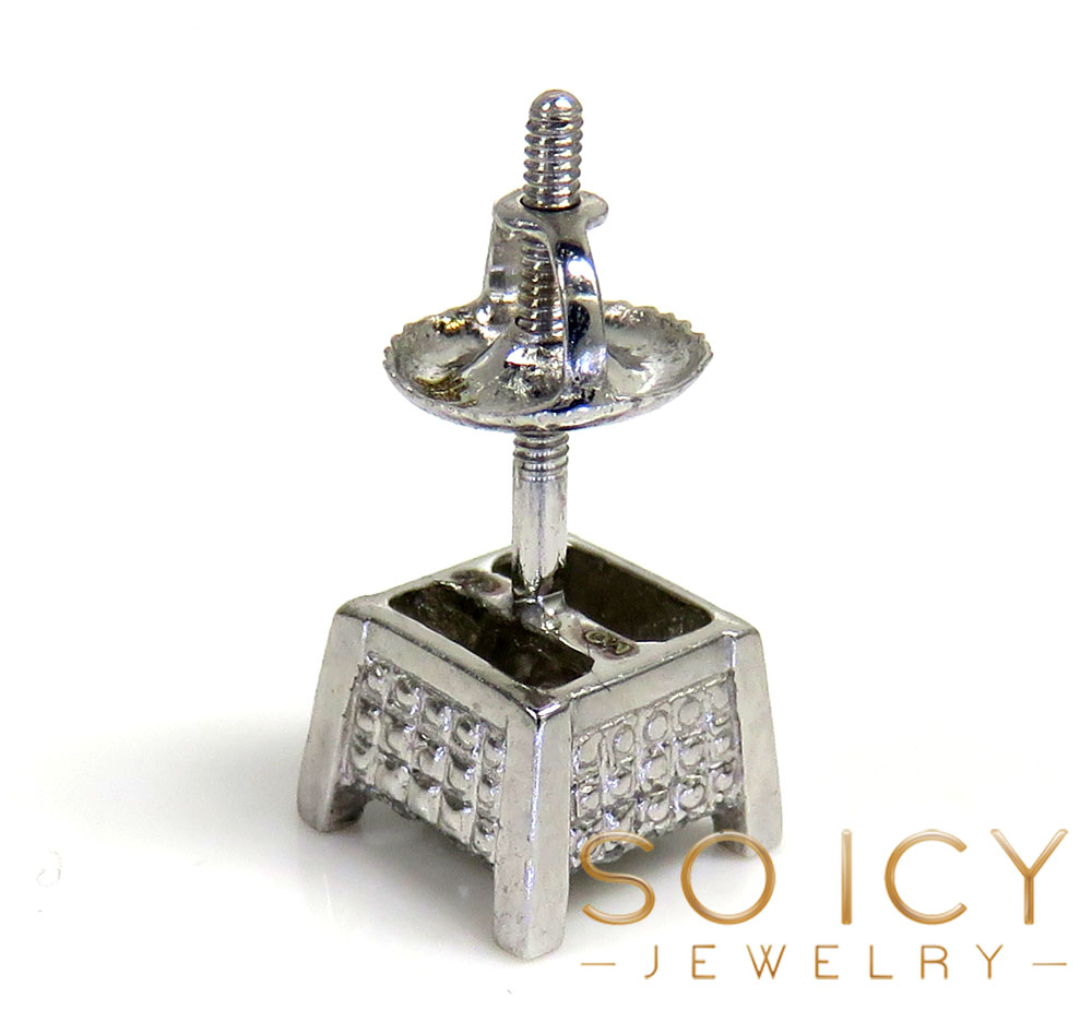 10k white gold single diamond cube earrings 0.14ct
