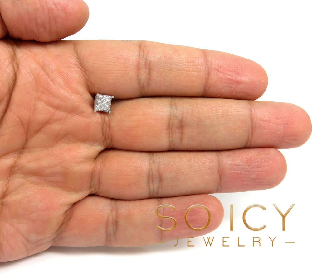 10k white gold single diamond cube earrings 0.14ct