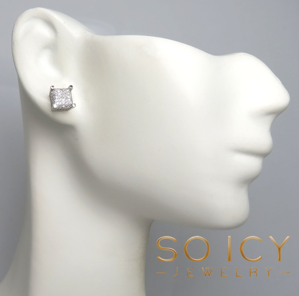 10k white gold single diamond cube earrings 0.14ct - Image 6