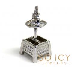 10k white gold single diamond cube earrings 0.14ct