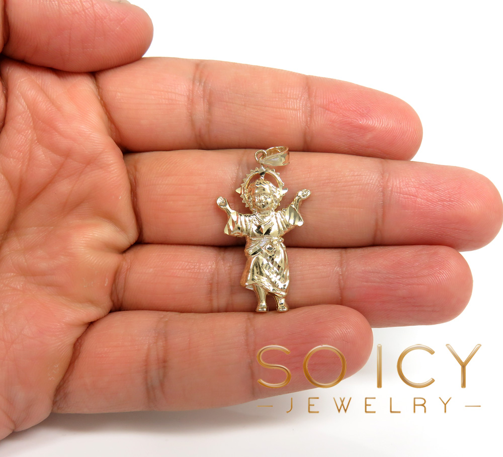 14k yellow gold small baby nino jesus pendant - Image 5