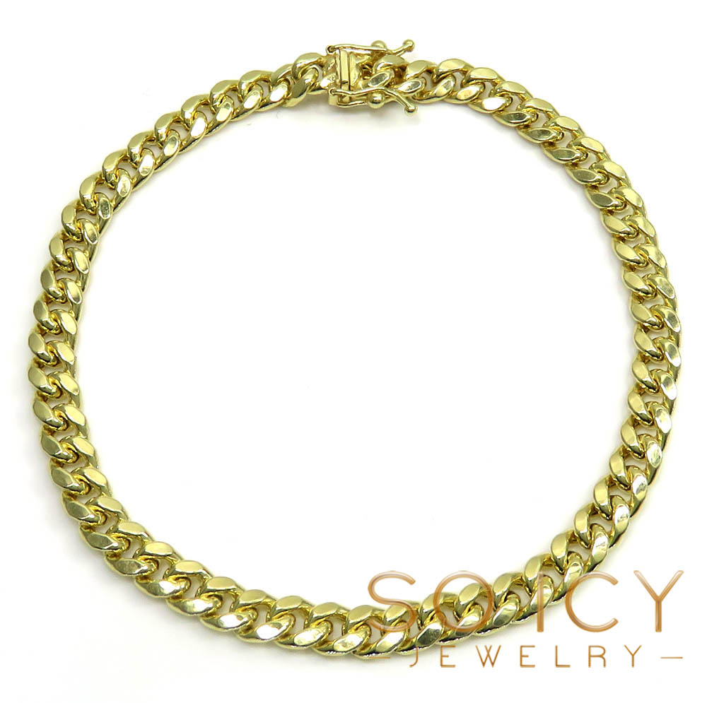 14k yellow gold hollow miami bracelet 8.50 inch 6.70mm