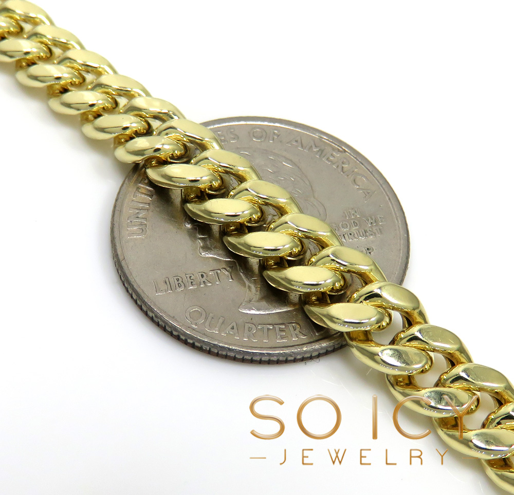 14k yellow gold hollow miami bracelet 8.50 inch 6.70mm