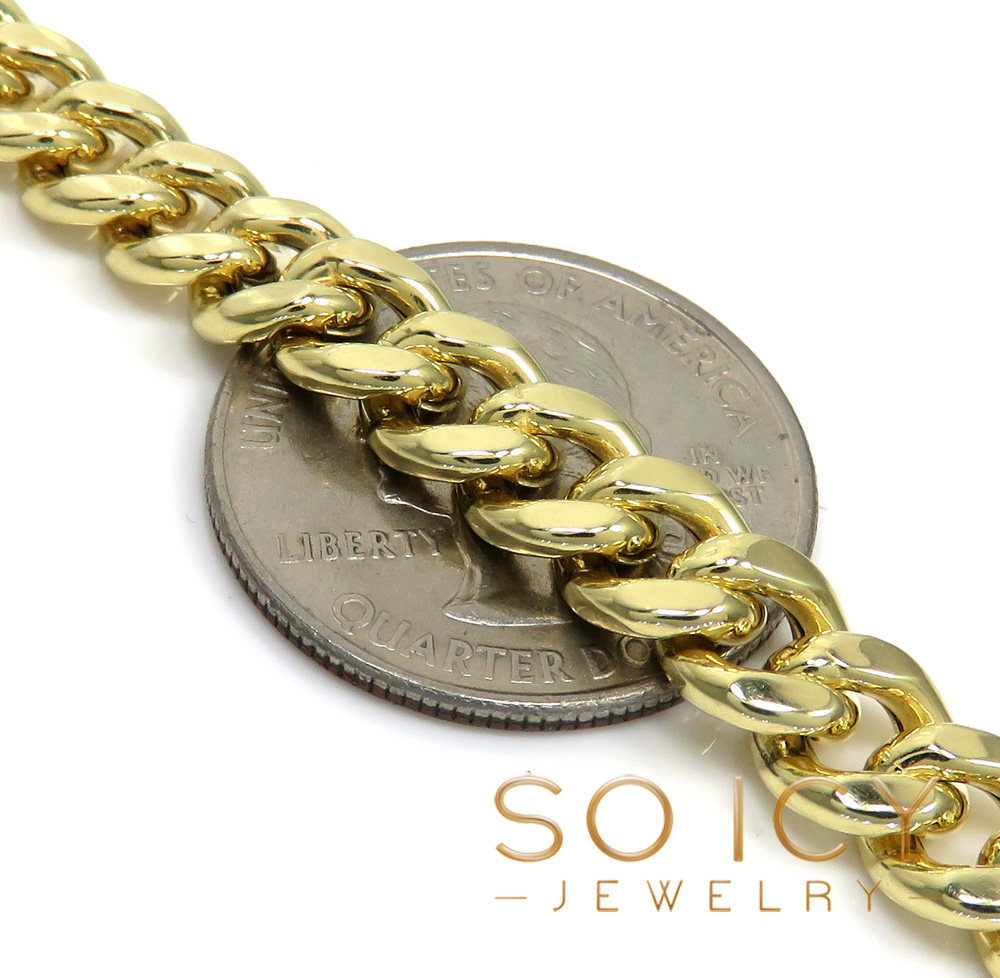 14k yellow gold hollow miami bracelet 8.50 inch 7.50mm