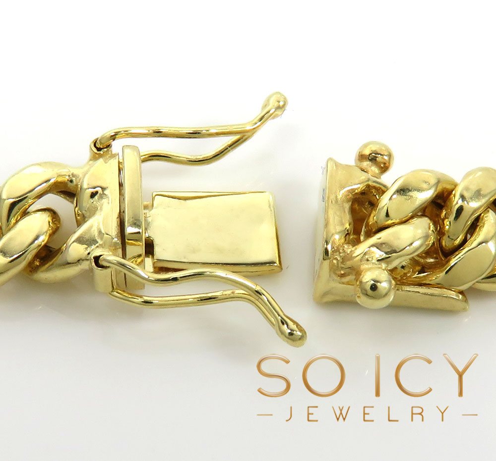 14k yellow gold hollow miami bracelet 8.50 inch 7.50mm - Image 4