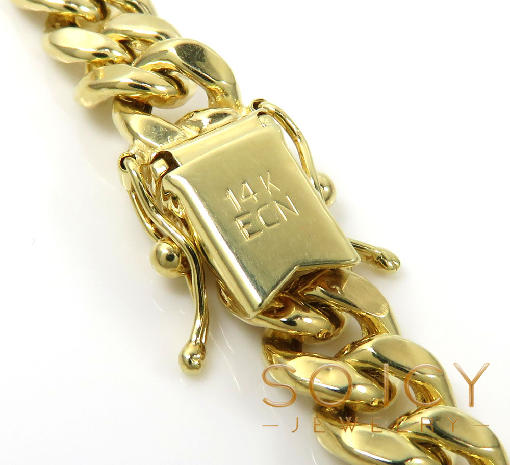 14k yellow gold hollow miami bracelet 8.50 inch 7.50mm