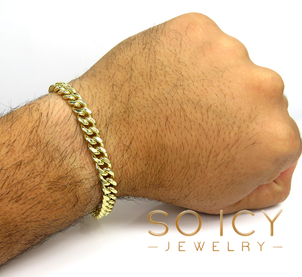 Buy 14k Yellow Gold Hollow Miami Bracelet 8.50 Inch 7.50mm Online at SO ...