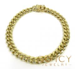 14k yellow gold hollow miami bracelet 8.50 inch 7.50mm