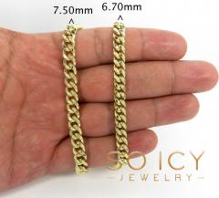 14k yellow gold hollow miami bracelet 8.50 inch 7.50mm