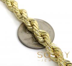 14k yellow gold solid diamond cut rope bracelet 8.50 inch 8mm
