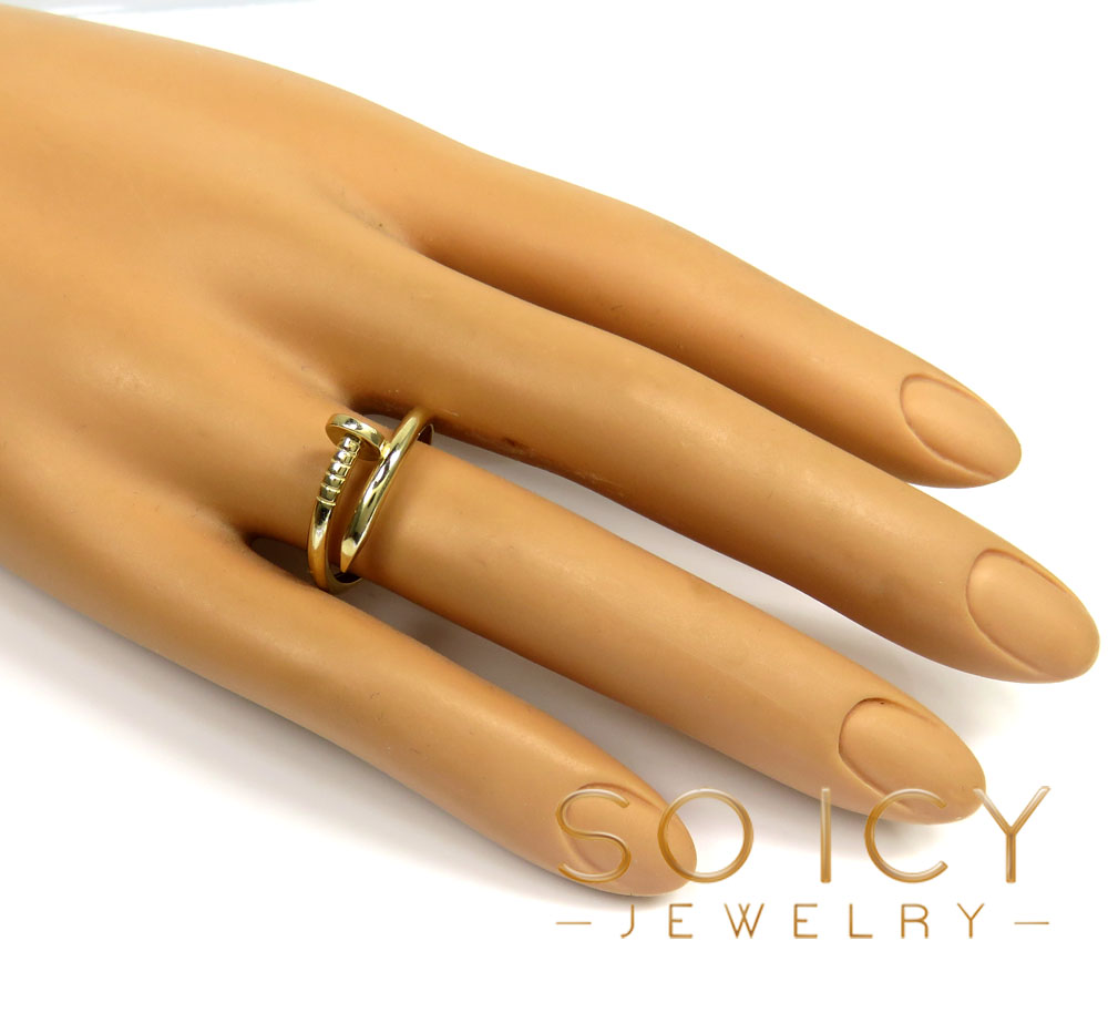 14k yellow gold nail ring - Image 5