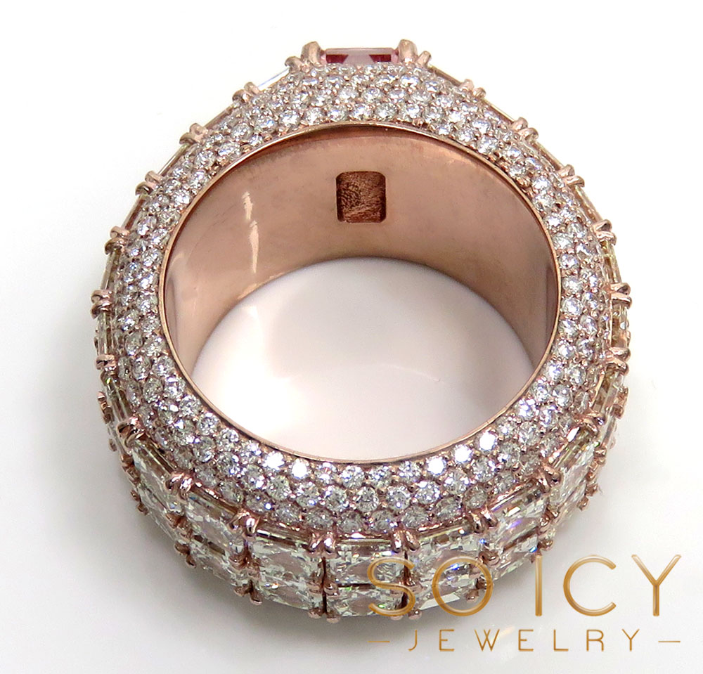 18k rose gold round assher & emerald diamond elite ring 17.20 ct 