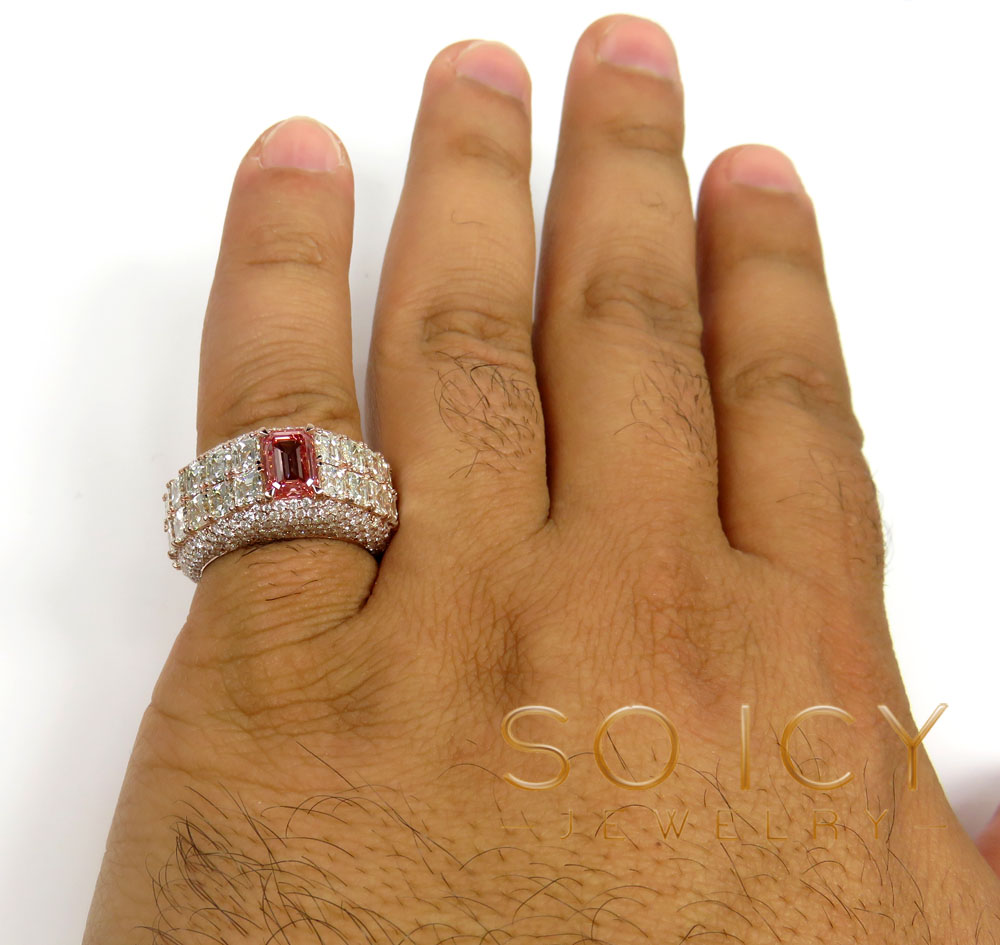 18k rose gold round assher & emerald diamond elite ring 17.20 ct 