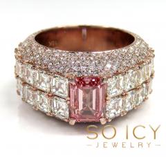 18k rose gold round assher & emerald diamond elite ring 17.20 ct 