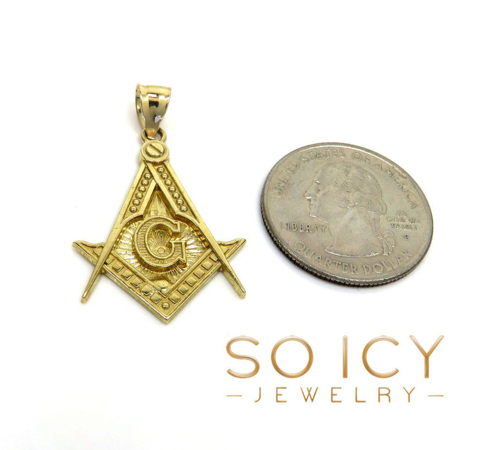 10k yellow gold free mason g pendant - Image 2