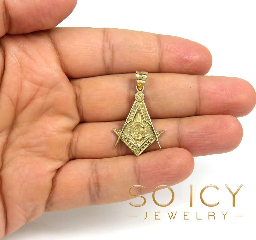 10k yellow gold free mason g pendant - Image 5