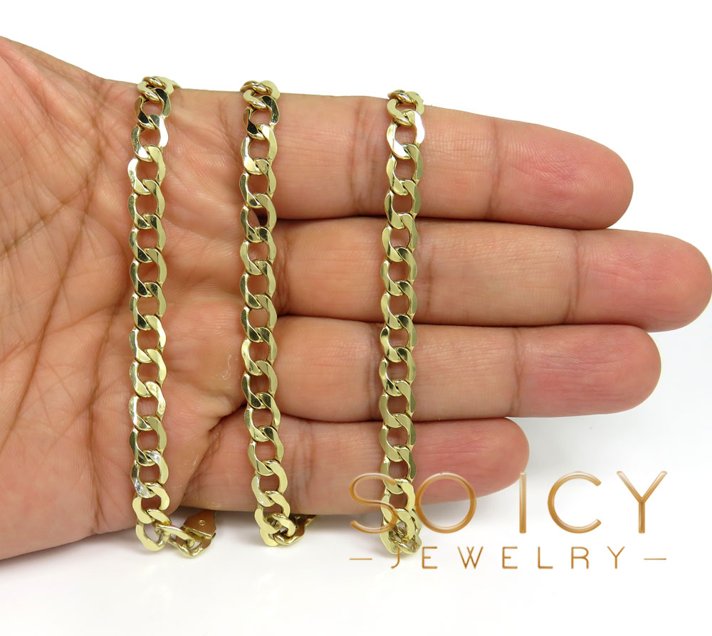 14k yellow gold hollow cuban link chain 22-24 inch 6.7mm