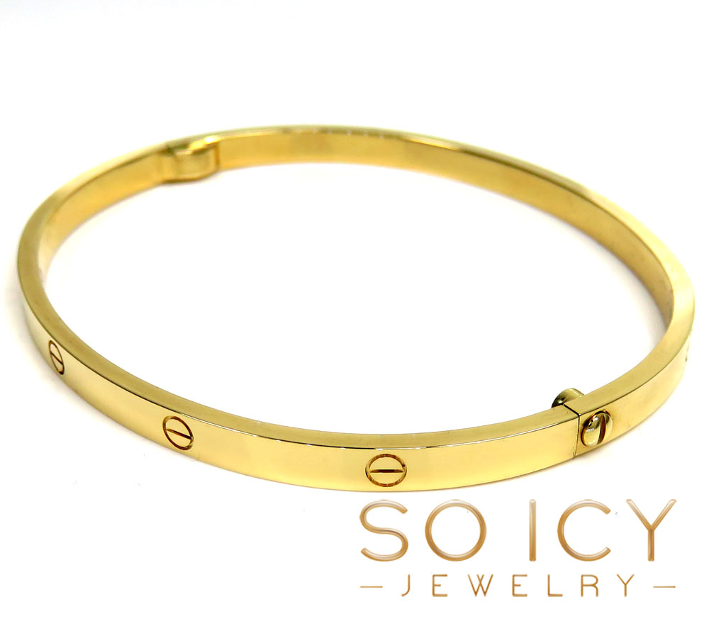 18k solid gold skinny screw bangle 