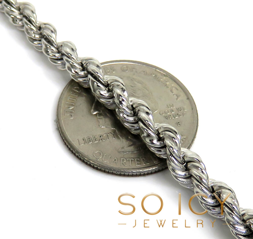 925 yellow or white semi solid rope bracelet 8 inch 5mm 