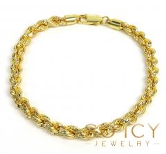 925 yellow or white semi solid rope bracelet 8 inch 5mm 