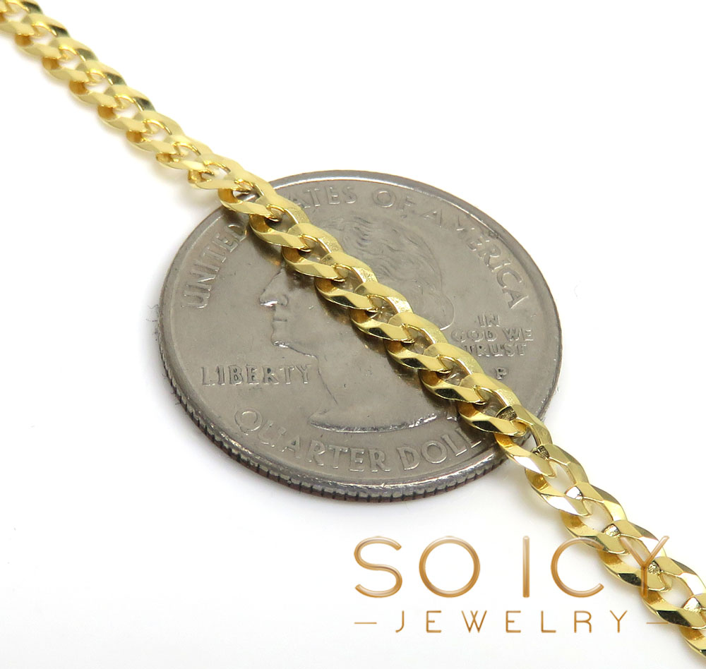 925 yellow or white solid cuban chain 18-26 inch 3.50mm - Image 2