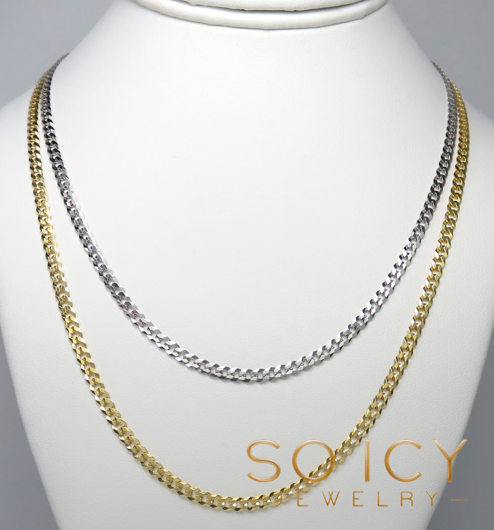 925 yellow or white solid cuban chain 18-26 inch 3.50mm
