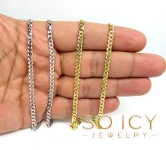 925 yellow or white solid cuban chain 18-26 inch 3.50mm