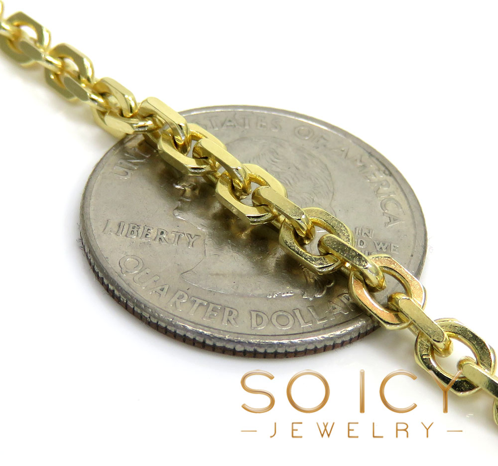 14k yellow gold solid flat edge cable link chain 20-24 inches 3.60mm 