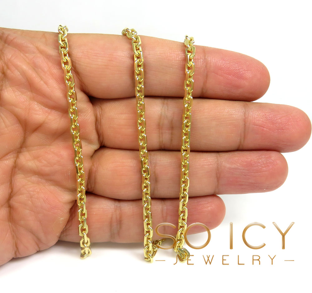 14k yellow gold solid flat edge cable link chain 20-24 inches 3.60mm 