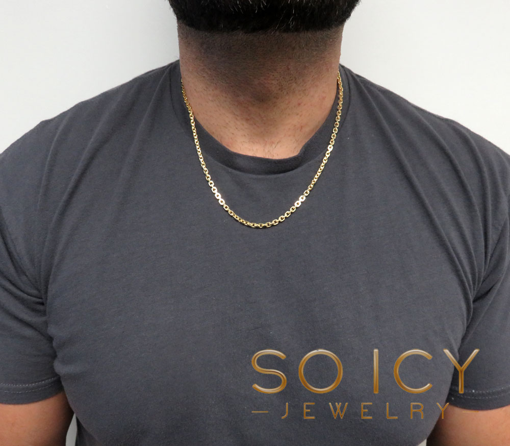 14k yellow gold solid flat edge cable link chain 20-24 inches 3.60mm  - Image 5