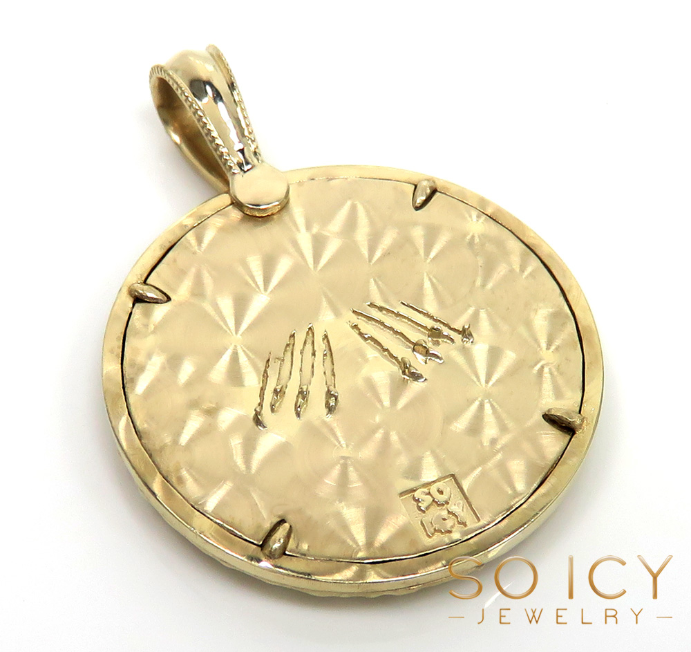 14k gold solid filigree lion medallion pendant 