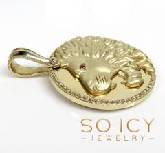 14k gold solid filigree lion medallion pendant 