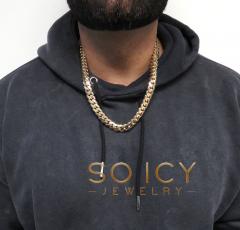14k yellow gold solid miami link chain 20-26 inch 12mm